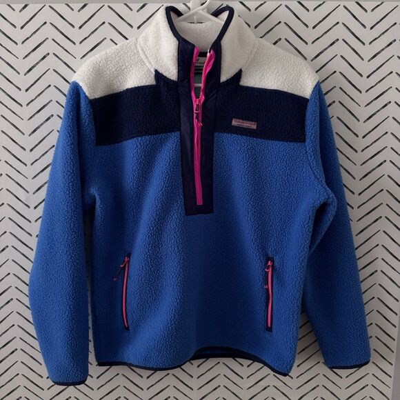 Vineyard Vines The Shep Shirt Sherpa Jacket Fleece Colorblock Women’s Size S - Picture 1 of 8